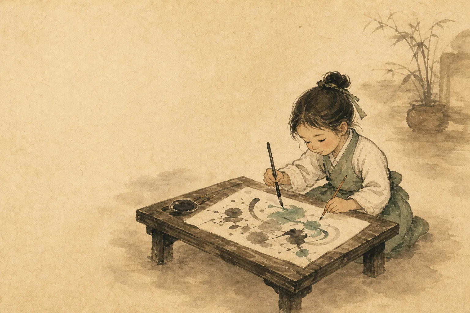 紙と鉛筆でゆっくりと自分だけの絵を描く、子どもの静かな制作シーン